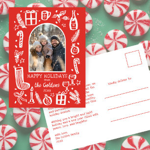 Whimsical Christmas  Cute Custom Arch PHOTO  Holiday Postcard
