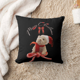 Whimsical Christmas Cute Teddy Bear Throw Pillow