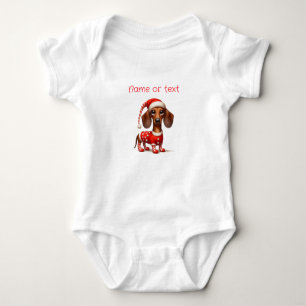 Whimsical Christmas Dachshund  Baby Bodysuit