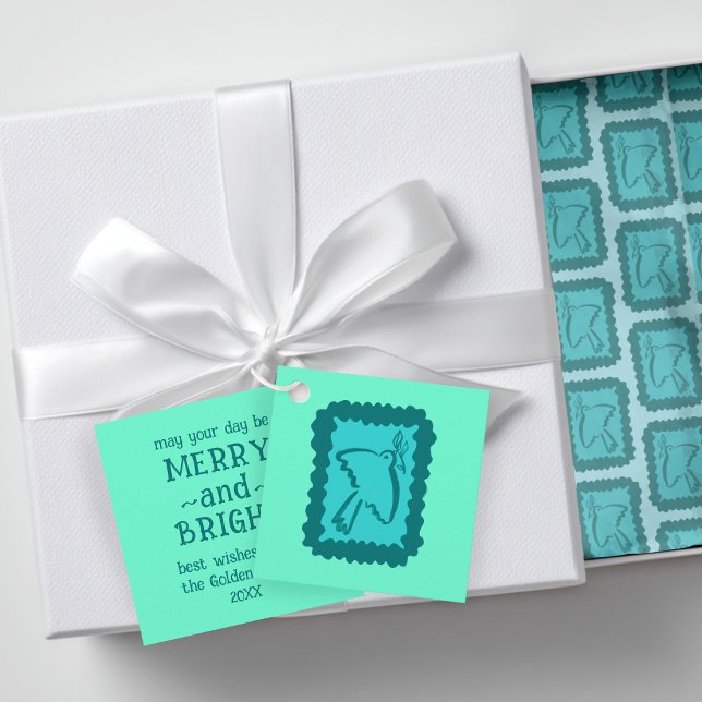 Whimsical Christmas Doves Cute Bright Holiday Tissue Paper (Whimsical Christmas Doves Cute Bright Holiday Tissue Paper and matching gift tag
)