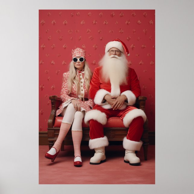 Whimsical Christmas Duo: Santa and Mrs. Claus Poster (Front)