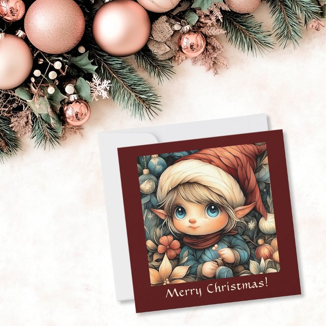 Whimsical Christmas Elf Customizable Holiday Card (Whimsical Christmas Elf Customizable Holiday Card)