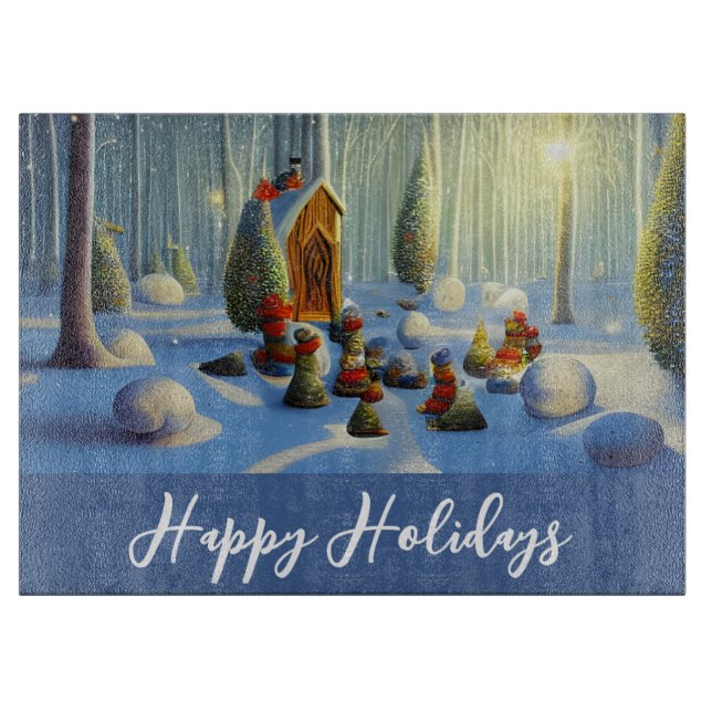 Whimsical Christmas Forest Scene  Cutting Board (Front)