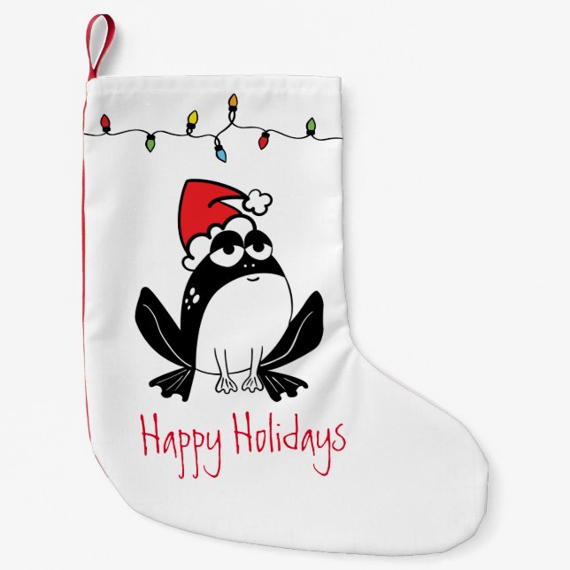 Whimsical Christmas Frog Small Christmas Stocking (Front)