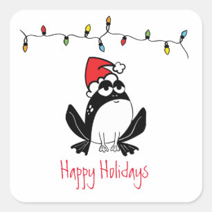 Whimsical Christmas Frog Square Sticker