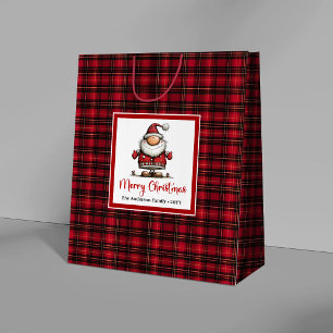 Whimsical Christmas Funny Santa Hand Drawing Gift  Large Gift Bag