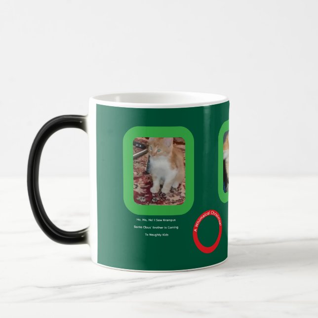 Whimsical Christmas Ginger Cat  Magic Mug (Left)