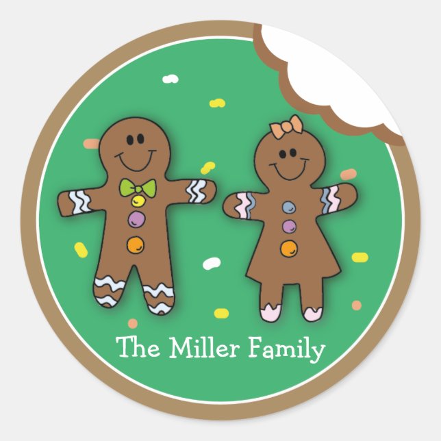 Whimsical Christmas Gingerbread Cookie Bite Classic Round Sticker (Front)