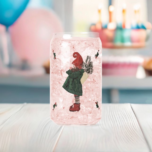 Whimsical Christmas Gnome Can Glass  (Insitu (Baby Shower))