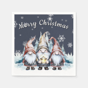 Whimsical Christmas Gnome Family Party Napkin