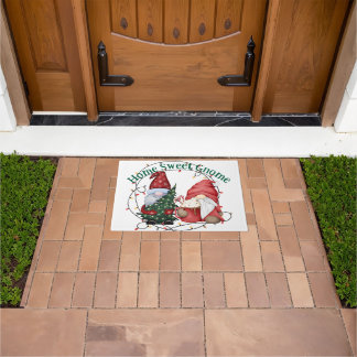 Whimsical Christmas Gnomes Scandinavian Holiday Doormat