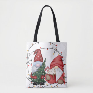Whimsical Christmas Gnomes Scandinavian Holiday Tote Bag