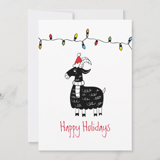 Whimsical Christmas Goat Christmas Cards (Front)