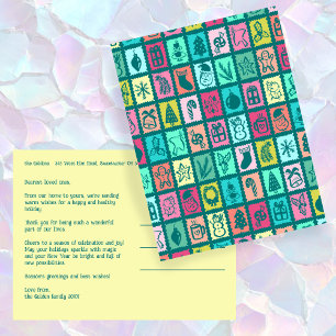 Whimsical Christmas Grid Cute Custom  Holiday Postcard