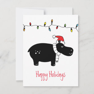 Whimsical Christmas Hippo Card