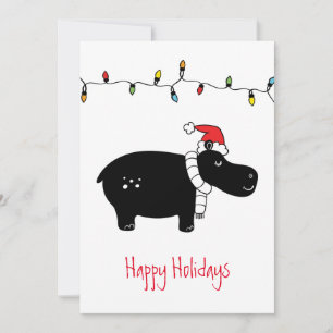 Whimsical Christmas Hippo Christmas Cards