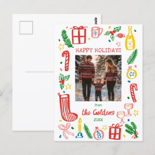 Whimsical Christmas Holiday Cute Custom PHOTO Postcard