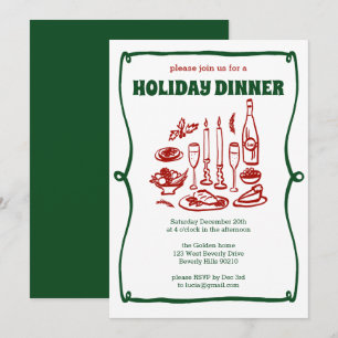 Whimsical Christmas Holiday Dinner Party CUSTOM Invitation