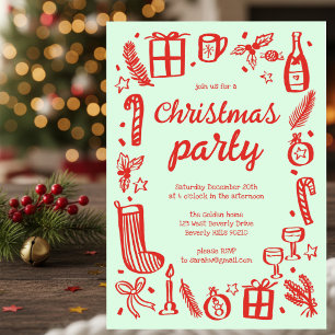 Whimsical Christmas Holiday Party Cute Custom Invitation