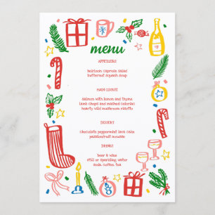 Whimsical Christmas Holiday Party Cute Custom  Menu