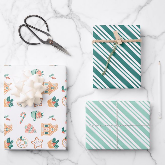 Whimsical Christmas Holiday Party Wrapping Paper Sheet (Front)