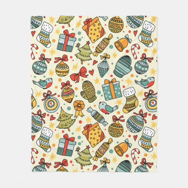 Whimsical Christmas Holidays Seasonal Festive Fleece Blanket (Front)