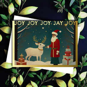 Whimsical Christmas Illustration Foil Holiday Card