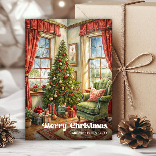 Whimsical Christmas interior card rustic holiday