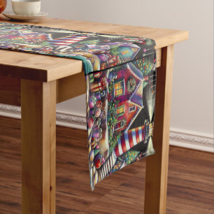 Whimsical Christmas Lighthouse Personalized Short Table Runner