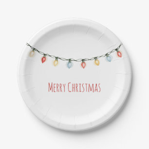 Whimsical Christmas Lights Paper Plate