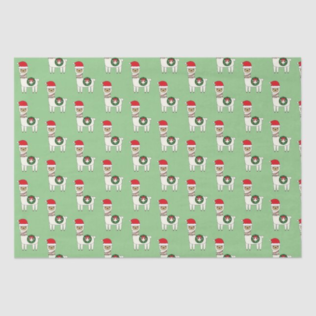 Whimsical Christmas Llamas Tissue Paper (Front)