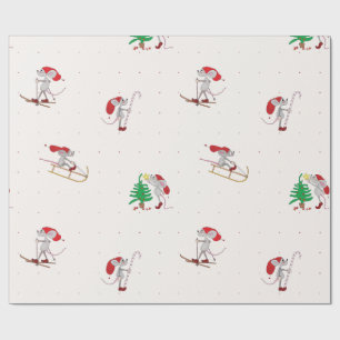 Whimsical Christmas Mice Wrapping Paper 