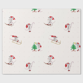 Whimsical Christmas Mice Wrapping Paper 