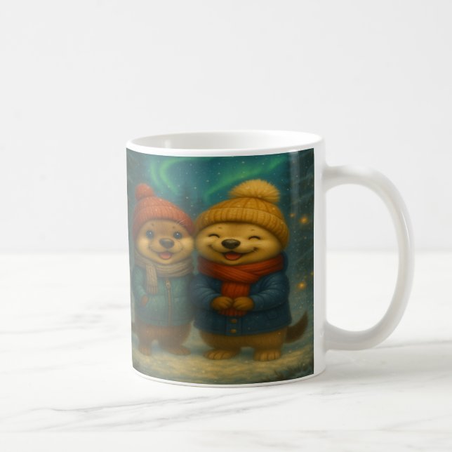 Whimsical Christmas Mug with Cozy Animal Friends (Right)
