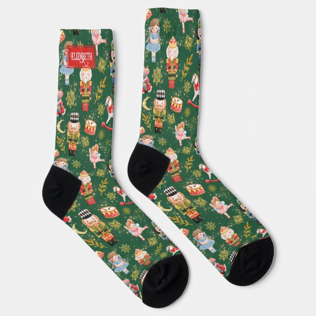 Whimsical Christmas Nutcracker Ballet Characters Socks (Right)