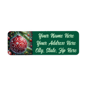 Whimsical Christmas Ornament Red White Swirls