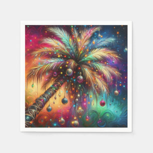 Whimsical Christmas Palm Tree Tropical Beach Vivid Napkin