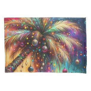 Whimsical Christmas Palm Tree Tropical Beach Vivid Pillowcase