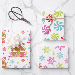 Whimsical Christmas Patterns Wrapping Paper Sheet