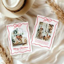 Whimsical Christmas Photo Hand-Drawn Bow Ribbon