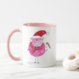 Whimsical Christmas Pig Mug