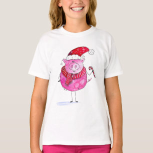 Whimsical Christmas Pig T-Shirt