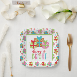 Whimsical Christmas Presents Paper Plate