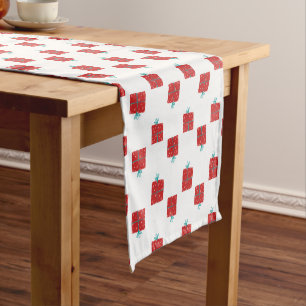 Whimsical Christmas Presents – Red & Teal Holiday  Short Table Runner