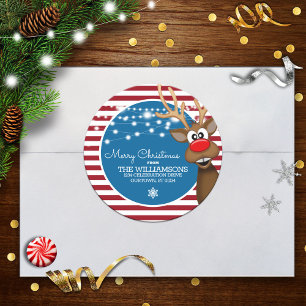 Whimsical Christmas Reindeer Envelope Seals