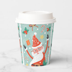 Whimsical Christmas Santa Claus Festive Coffee Paper Cups