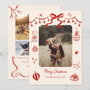 whimsical Christmas script doodles 5 photos Holiday Card