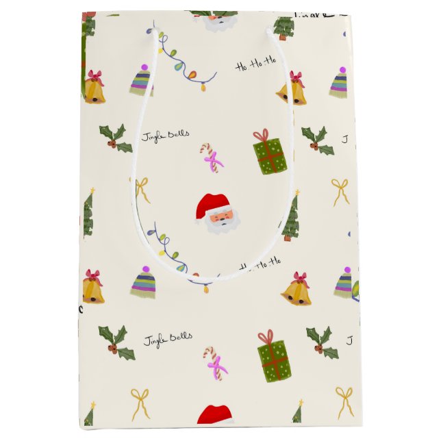 Whimsical Christmas Seamless Pattern  Medium Gift Bag (Front)