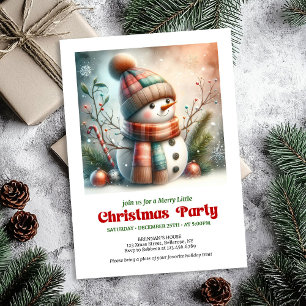 Whimsical Christmas snowman invitation editable