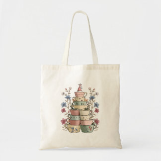Whimsical Christmas Teacup Stack  Tote Bag